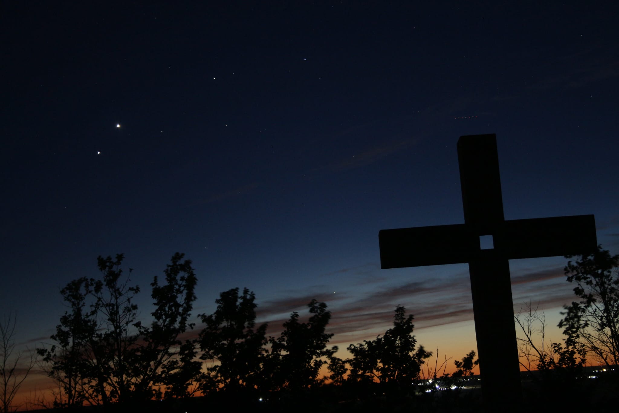 Conjunción Venus Júpiter desde la ermita del Viso